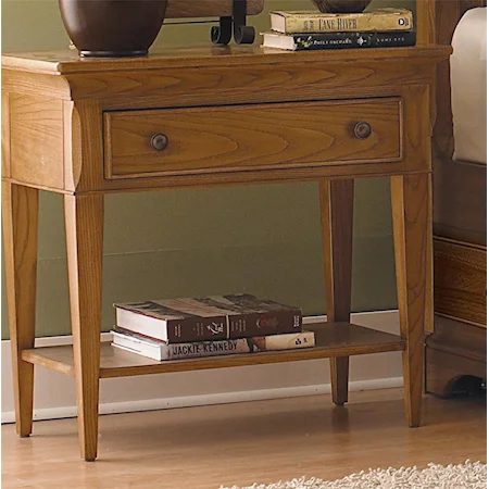 Leg Nightstand With Drawer and Shelf